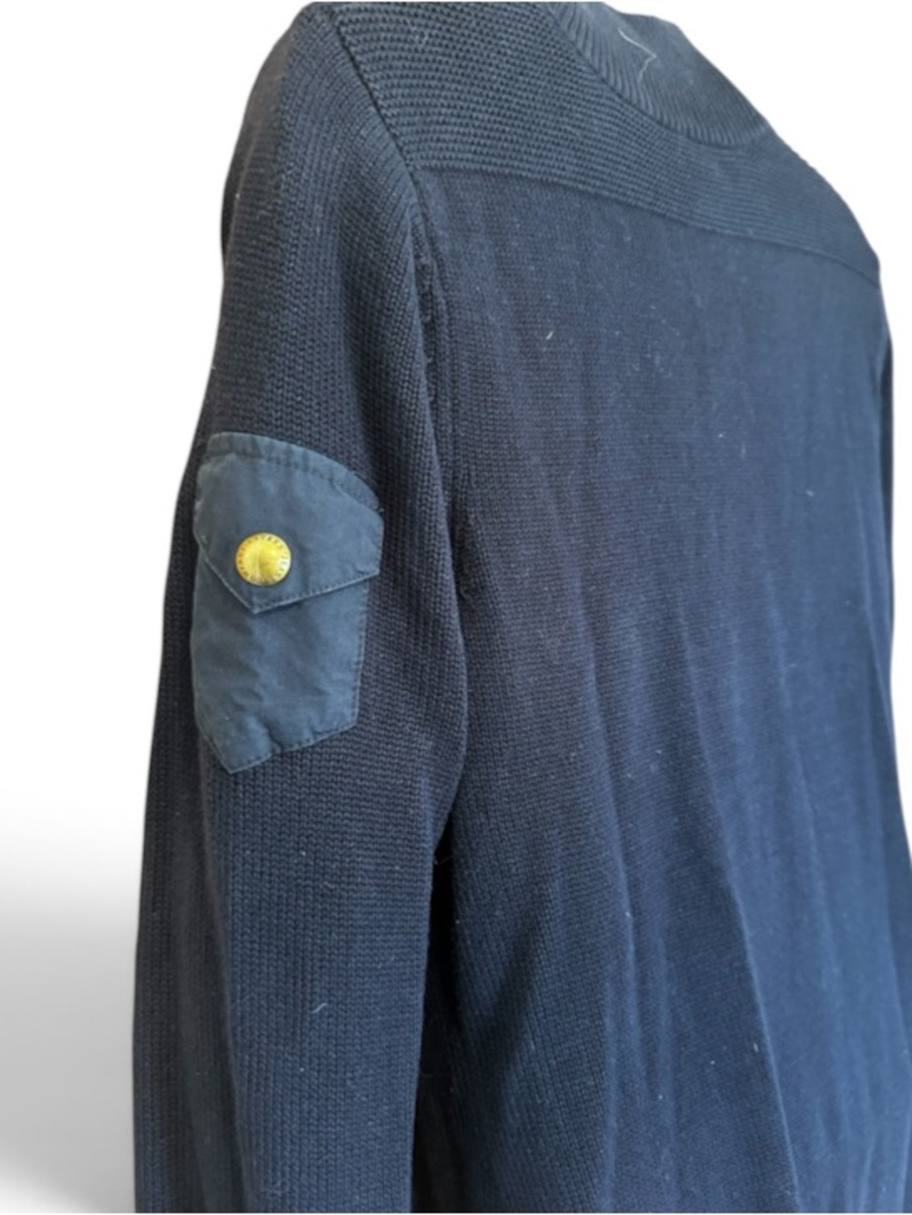 Lauren Jeans Co Navy Blue Button-Trim Rib-Knit Sweater Dress - Picture 4 of 10